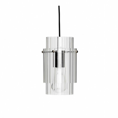 Hübsch Interior hanglamp 'Ripple' van glas en metaal, Ø14cm 