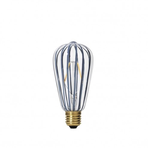 Broste LED lamp Stripe van grijs gestreept glas, ø6,4cm