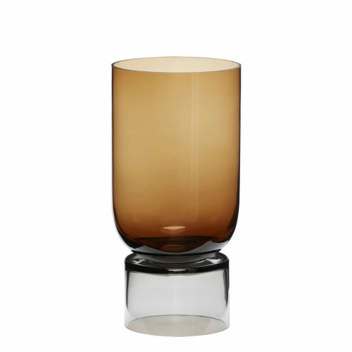 Hübsch Interior glazen vaas 'Stand', amber, Ø16x32cm